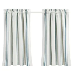 Kirkland's Home Curtains & Drapes-White Stripe Cafe Curtain Panel Set, 36 In.