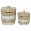 Kirkland's Home Baskets & Boxes-White Stripe Sea Grass 2-Pc. Storage Baskets