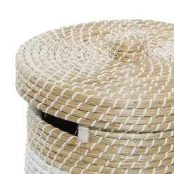 Kirkland's Home Baskets & Boxes-White Stripe Sea Grass 2-Pc. Storage Baskets