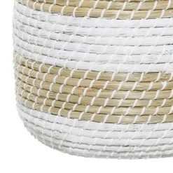 Kirkland's Home Baskets & Boxes-White Stripe Sea Grass 2-Pc. Storage Baskets