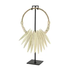 Kirkland's Home Statues & Figurines-White Teak Wood Necklace Sculpture