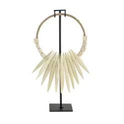 Kirkland's Home Statues & Figurines-White Teak Wood Necklace Sculpture