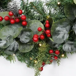 Kirkland's Home Wreaths-White Tip Pinecone And Eucalyptus Pre-Lit Wreath