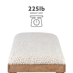 Kirkland's Home Benches & Ottomans-White Upholstered Seat And Tan Wood Bench