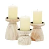 Kirkland's Home Candle Holders-White Washed Wood Cone Candle Holders, Set Of 3