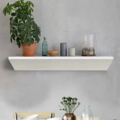 Kirkland's Home Shelves-White Wedge Wood Small Floating Shelf