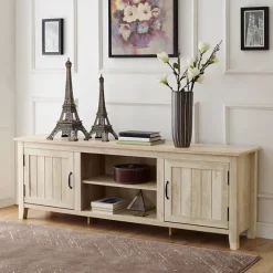 Kirkland's Home Tv Stands & Media Consoles-White Wood Grooved Door Tv Stand