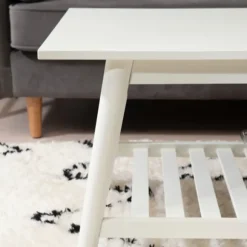 Kirkland's Home Coffee Tables-White Wood Midcentury Coffee Table