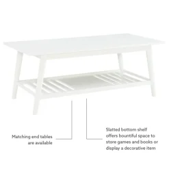 Kirkland's Home Coffee Tables-White Wood Midcentury Coffee Table