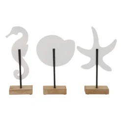 Kirkland's Home Statues & Figurines-White Wood Sea Creature Statues, Set Of 3