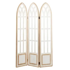 Kirkland's Home Decorative Accents-White Wood Windowpane 3-Panel Room Divider