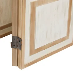 Kirkland's Home Decorative Accents-White Wood Windowpane 3-Panel Room Divider