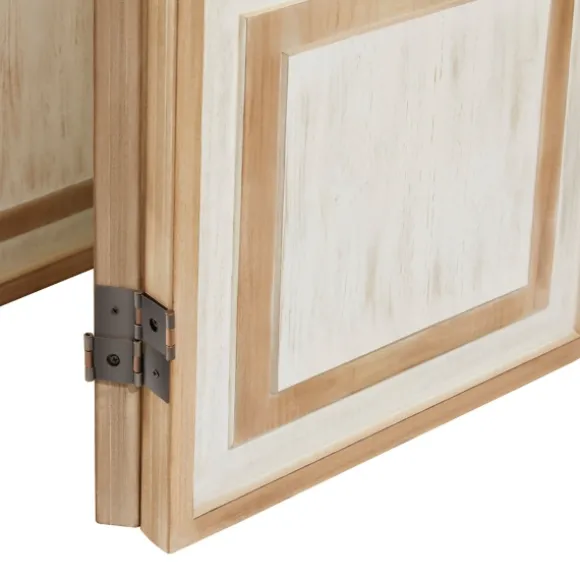 Kirkland's Home Decorative Accents-White Wood Windowpane 3-Panel Room Divider