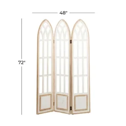 Kirkland's Home Decorative Accents-White Wood Windowpane 3-Panel Room Divider