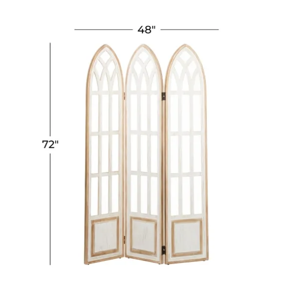 Kirkland's Home Decorative Accents-White Wood Windowpane 3-Panel Room Divider