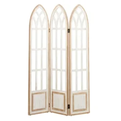 Kirkland's Home Decorative Accents-White Wood Windowpane 3-Panel Room Divider