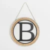 Kirkland's Home Monogram Wall Decor-Whitewash Bead Trim Monogram B Plaque
