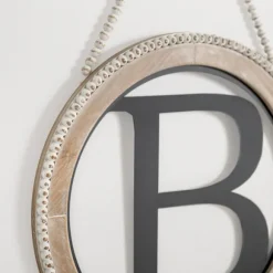 Kirkland's Home Monogram Wall Decor-Whitewash Bead Trim Monogram B Plaque