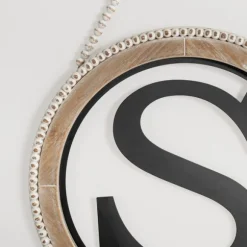 Kirkland's Home Monogram Wall Decor-Whitewash Bead Trim Monogram S Plaque