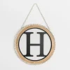 Kirkland's Home Monogram Wall Decor-Whitewash Bead Trim Monogram H Plaque