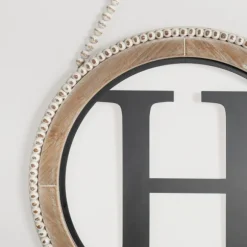 Kirkland's Home Monogram Wall Decor-Whitewash Bead Trim Monogram H Plaque