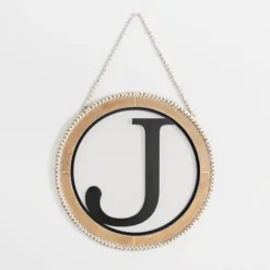 Kirkland's Home Monogram Wall Decor-Whitewash Bead Trim Monogram J Plaque