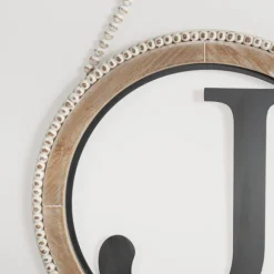 Kirkland's Home Monogram Wall Decor-Whitewash Bead Trim Monogram J Plaque