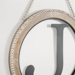 Kirkland's Home Monogram Wall Decor-Whitewash Bead Trim Monogram J Plaque