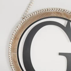 Kirkland's Home Monogram Wall Decor-Whitewash Bead Trim Monogram G Plaque