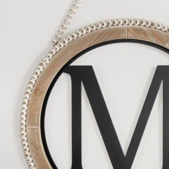Kirkland's Home Monogram Wall Decor-Whitewash Bead Trim Monogram M Plaque