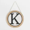 Kirkland's Home Monogram Wall Decor-Whitewash Bead Trim Monogram K Plaque