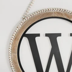 Kirkland's Home Monogram Wall Decor-Whitewash Bead Trim Monogram W Plaque