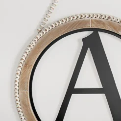 Kirkland's Home Monogram Wall Decor-Whitewash Bead Trim Monogram A Plaque