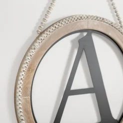 Kirkland's Home Monogram Wall Decor-Whitewash Bead Trim Monogram A Plaque