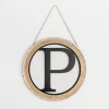 Kirkland's Home Monogram Wall Decor-Whitewash Bead Trim Monogram P Plaque