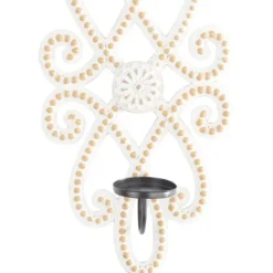 Kirkland's Home Sconces-Whitewash Beaded Scroll Sconce