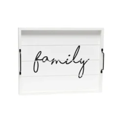 Kirkland's Home Decorative Trays-Whitewash Family Wooden Tray