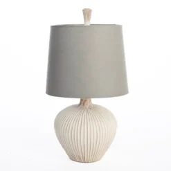 Kirkland's Home Table Lamps-Whitewash Ribbed Gourd Table Lamp