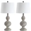 Kirkland's Home Table Lamps-Whitewashed Brown Carved 2-Pc. Table Lamp Set