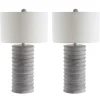 Kirkland's Home Table Lamps-Whitewashed Gray Resin Ridges 2-Pc. Table Lamp Set
