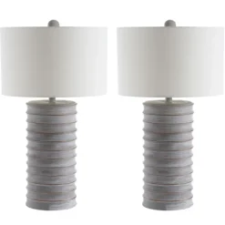 Kirkland's Home Table Lamps-Whitewashed Gray Resin Ridges 2-Pc. Table Lamp Set