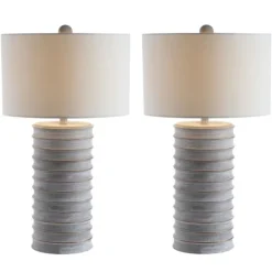 Kirkland's Home Table Lamps-Whitewashed Gray Resin Ridges 2-Pc. Table Lamp Set