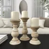 Kirkland's Home Candle Holders-Whitewashed Rustic 3-Pc. Candle Holder Set