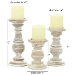 Kirkland's Home Candle Holders-Whitewashed Rustic 3-Pc. Candle Holder Set