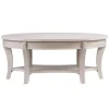 Kirkland's Home Coffee Tables-Whitewashed Wood Oval Coffee Table With Shelf