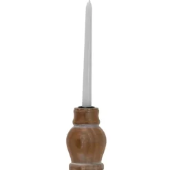 Kirkland's Home Candle Holders-Whitewashed Wood Taper Candle Holder, 5 In.