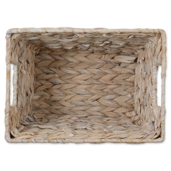 Kirkland's Home Baskets & Boxes-Whitewashed Woven Water Hyacinth Baskets, Set Of 2