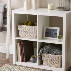 Kirkland's Home Baskets & Boxes-Whitewashed Woven Water Hyacinth Baskets, Set Of 2