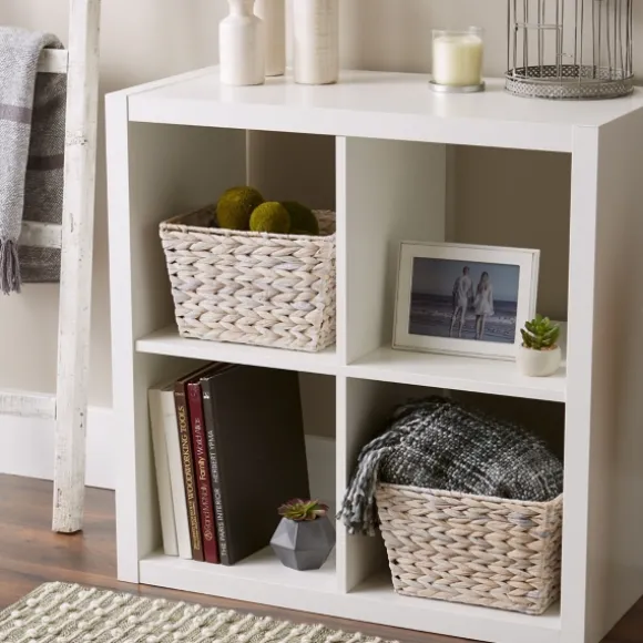 Kirkland's Home Baskets & Boxes-Whitewashed Woven Water Hyacinth Baskets, Set Of 2