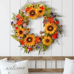 Kirkland's Home Wreaths-Wild Garden Sunflower Mix Wreath